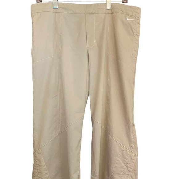 Nike Pants Women Large (12-14) Tan‎ Wide Leg Stretch Button Up Convert to Shorts - Picture 10 of 16